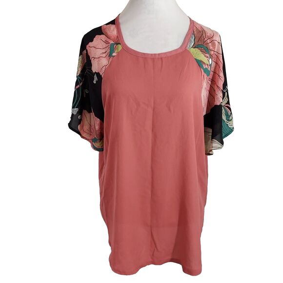 Yoins Shirt Top Womens 2XL 18 Flowy Textured Short Sleeves Pullover Lightweight - Picture 1 of 10